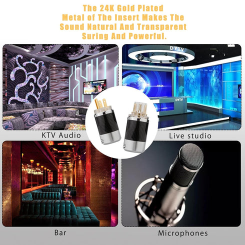 Monosaudio Audio Power Plug Black Carbon Fiber, Transparent Aluminum Shell, 10A/250V Power Connector for DIY Audiophile