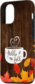 Hello Fall Coffee Mug, Autumn Leaves Happy Fall Feeling Case for iPhone 12/12 Pro