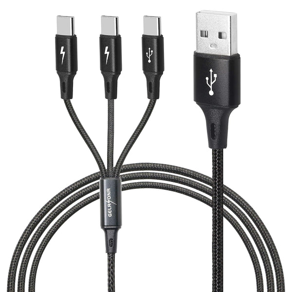 GELRHONR USB C Multi Charging Cable, 3 in 1 Type C Fast Charging Cord with 3 Type-C Ports (4FT-1.25M)