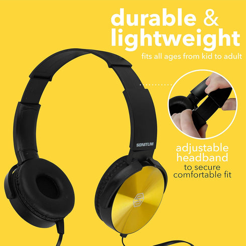 Kids Headphones Bulk 5 Pack, On Ear Color Varieties, Comfy Swivel Earphones for Classroom and Travel