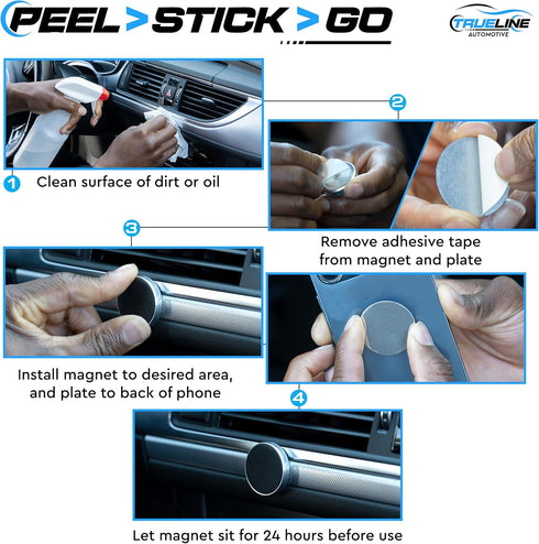 TRUE LINE Automotive Magnetic Phone Holder for Car - Adjustable Mount (Silver)