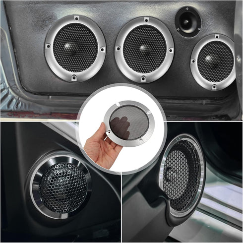 X AUTOHAUX 4" Silver Tone Speaker Grille Cover Mesh Trim, Round Subwoofer Grille Horn Protective Guard