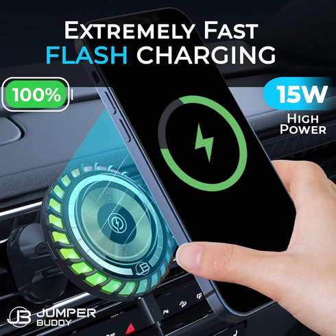 MagSafe Magnetic Phone Mount Wireless Charger | Music Reactive Lights - Car Cell Phone Holder for iPhone 15-12