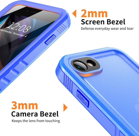 Cozycase Waterproof Case for iPhone SE3/SE2/7/8 - Shockproof Full Body Protection with Built-in Screen Protector (Blue)