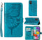 Samsung Galaxy A51 Case Wallet, Butterfly Floral Embossed Leather Flip Cover, Card Holder Slots (Non 5G Version) (Blue)