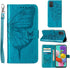 Samsung Galaxy A51 Case Wallet, Butterfly Floral Embossed Leather Flip Cover, Card Holder Slots (Non 5G Version) (Blue)