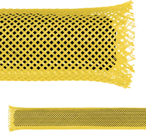 Electriduct 3/8 PET Expandable Braid Sleeving for Cord Management and Cable Protection - 25 Feet - Yellow
