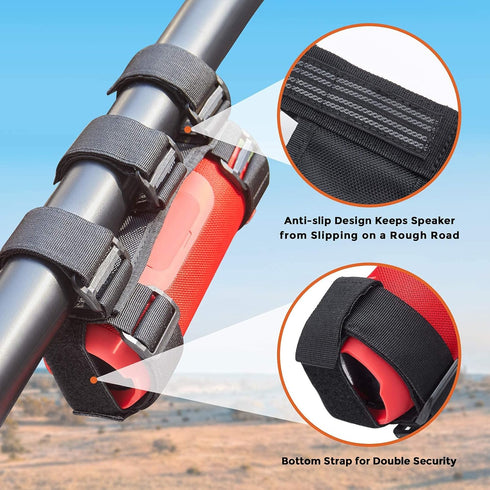 KEMIMOTO UTV Speaker Mount, Adjustable 2 Strap Style Portable Speaker Holder for 1.5" to 2.5" Roll Bar, Compatible with