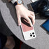 WWW Card Holder with Stand for Phone, PU Leather Credit Card Holder with 3M Adhesive Sticker for Smart Phones, Pink
