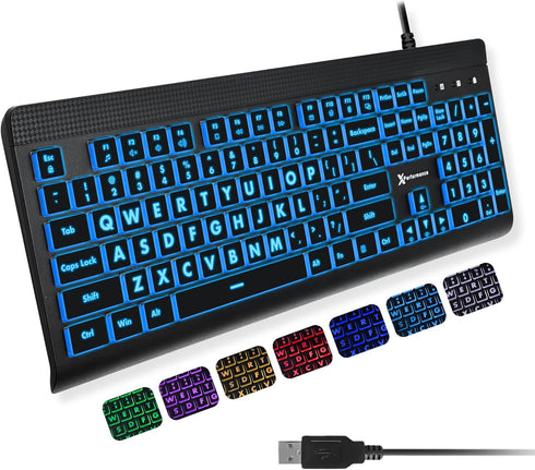 X9 Performance X9 Large Print Backlit Computer Keyboard - Easy to See Big Letters