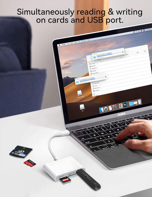 USB C SD Card Reader, 5 in 1 Adapter with SD MicroSD MS Slots & USB Female Port, Compatible with iPhone 15, iPad
