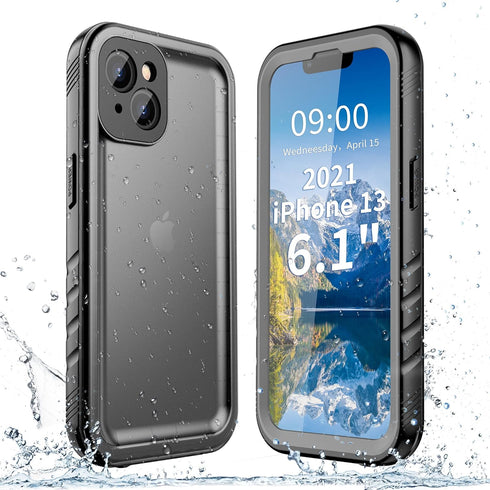 SPORTLINK iPhone 13 Waterproof Case, IP68 Full Body Sealed, Shockproof Dustproof, 6.1" Protective Cover (Black)