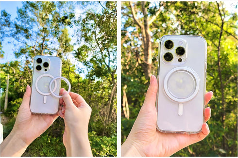 metisinno Magnetic Base Compatible with PopSocket Phone Grips and iPhone MagSafe Cases, Clear & White