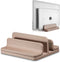 Leather Vertical Laptop Stand, Dual Laptop Holder Organizer with Adjustable Dock for All