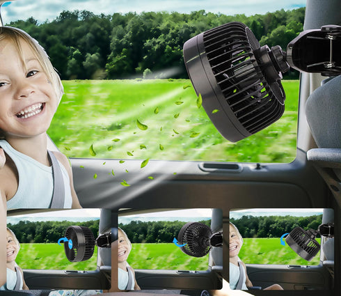 6'' 12V Alagoo Car Fan Cool Gadgets Clip Fan for Front Rear Seat Passenger Portable Electric Air Fresh Fan