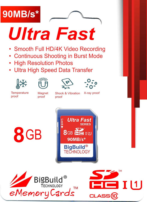 8GB Ultra Fast SDHC 90MB/s Memory Card Compatible with Kodak PIXPRO AZ252, AZ401, AZ421, AZ422, AZ527, AZ528, AZ651 Camera