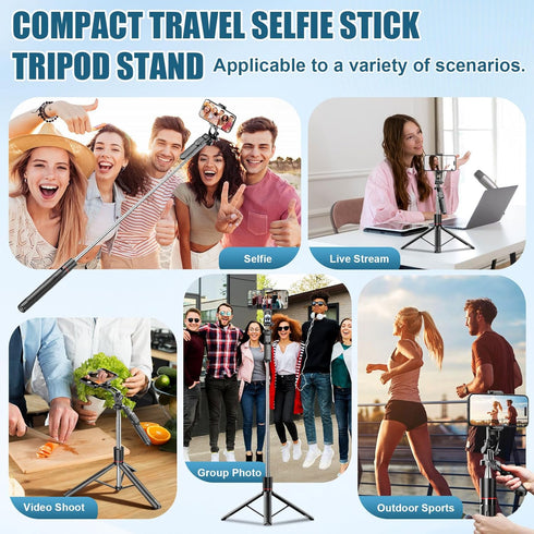 OneNine 67" 1/4 Selfie Stick Tripod for iPhone with Remote Control, Phone Holder and Screw, Adjustable Multi-Angle