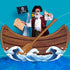 Afniimyapt Nautical party Decoration Boat Photo Booth Prop Canoe Fabric Photo Banner Backdrop Sailor party decor Sailor