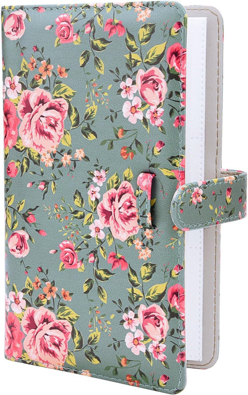 Flower Wallet PU Leather Photo Album, Compatible with Fujifilm Instax Mini Instant Camera Film, Retro Floral