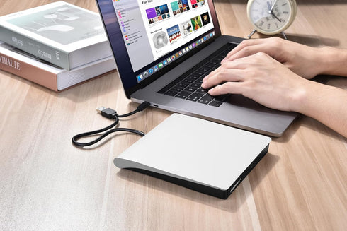 ROOFULL 3.0 11/10/ External CD/DVD Drive for Mac Laptop, USB & USB-C Portable DVD CD ROM Reader Player Burner Writer