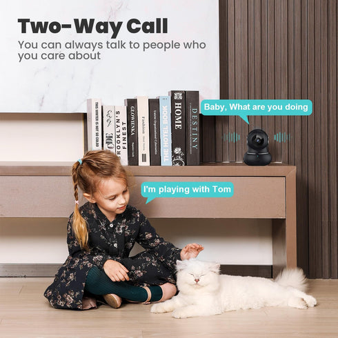 litokam 2K Indoor Security Camera, 360° Motion Detection Pet Camera with Phone App