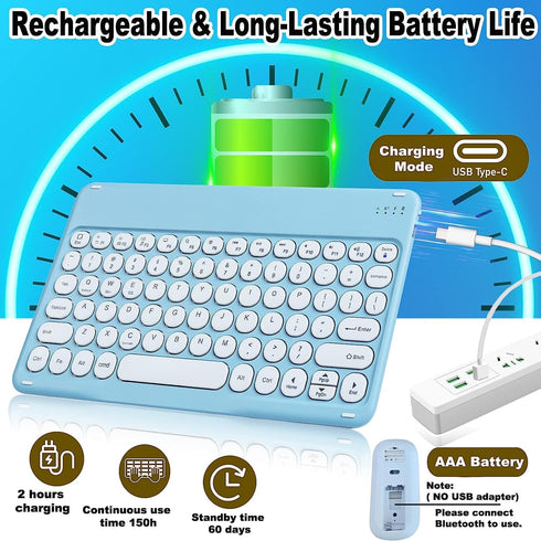 Wireless Bluetooth Keyboard and Mouse Combo, Portable Mini Slim Ergonomic Travel Set for iPhone iPad Mac