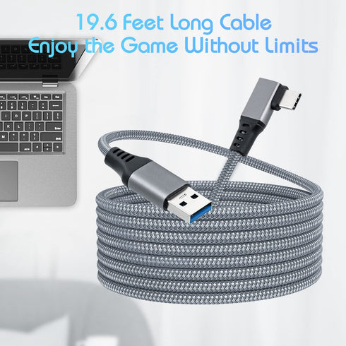Mcbazel 20Ft (6M) USB 3.0 to Type-C Link Cable for Quest 3/2, PC, VR, NS Switch - 3A Fast Charging & 5Gbps Data