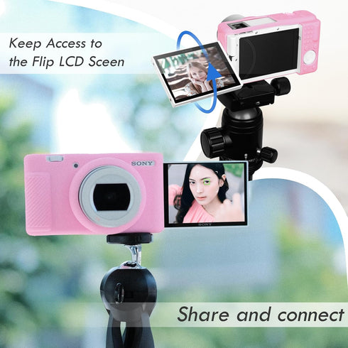Rieibi ZV-1F Soft Silicone Protective Case for Sony ZV1F/ZV-1M2/ZV-1 Mark II Vlog Camera, Lightweight, Pink
