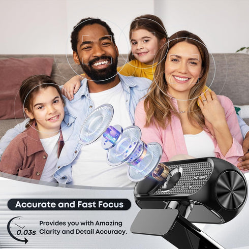 Shcngqio 2K Webcam with Microphone, Privacy Cover, Wide-Angle Lens, Auto Light Correction, Plug & Play USB Webcam
