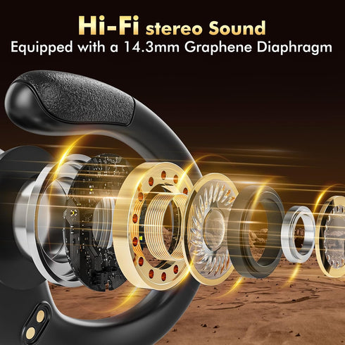 Wireless Earbuds Bluetooth Headphones with 80hrs Playback, Noise Canceling Mic with Earhooks for Sports, Black