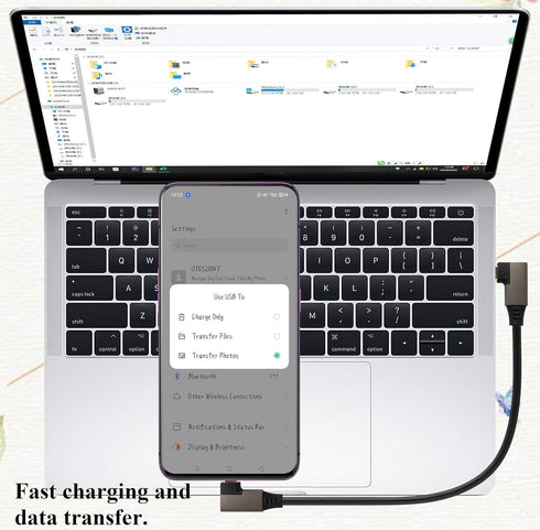 Right Angle USB C to USB C 3.1 Gen 2 Cable (3A) - Fast Charging for Google Pixel 4, Samsung Galaxy Note 10, MacBook