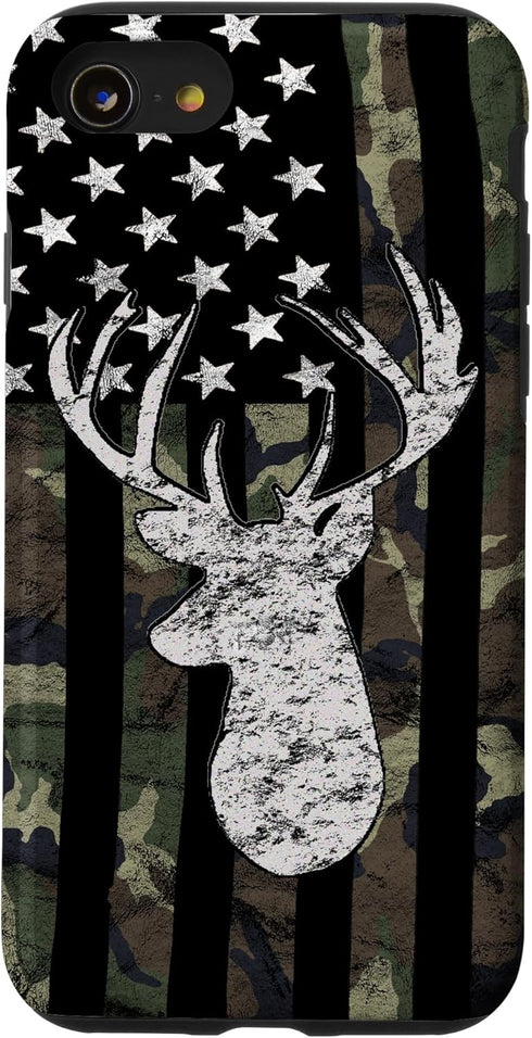 Deer Hunting Camouflage American Flag Whitetail Buck Case for iPhone SE (2020) / 7 / 8