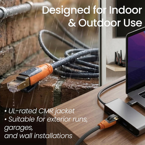 8 6ft, 40Gbps 2000MHz 26AWG Cat8 RJ45 PS5 Cat Ethernet Cable High Speed LAN Cables Shielded, Heavy Duty Outdoor Indoor
