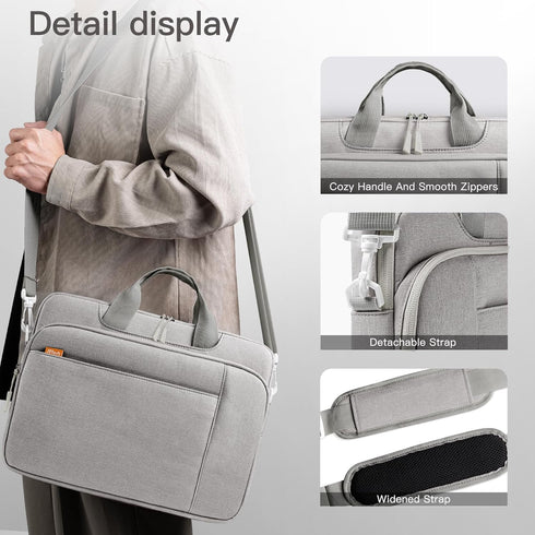 JETech Laptop Bag Case for 13 13.3 14 Inch, Waterproof Slim Sleeve Cover for MacBook Air/Pro, Surface Book, Light Grey