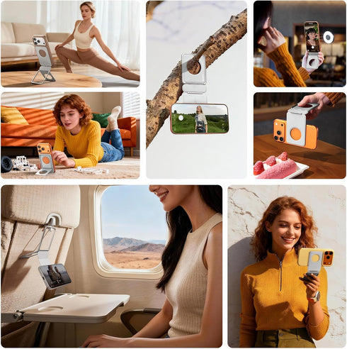 ULANZI PS01 360 Magnetic Phone Stand, Slim Foldable Cellphone Stand Tripod Adjustable Desktop Phone Tripod Angle Height