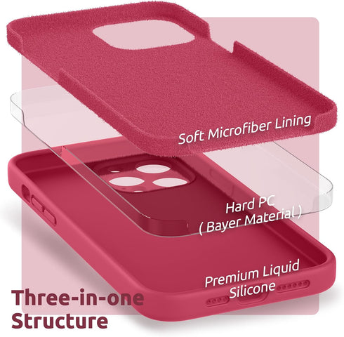 SURPHY Liquid Silicone Case for iPhone 13 Pro Max with Screen Protector, Camera Protection + Soft Microfiber Lining,