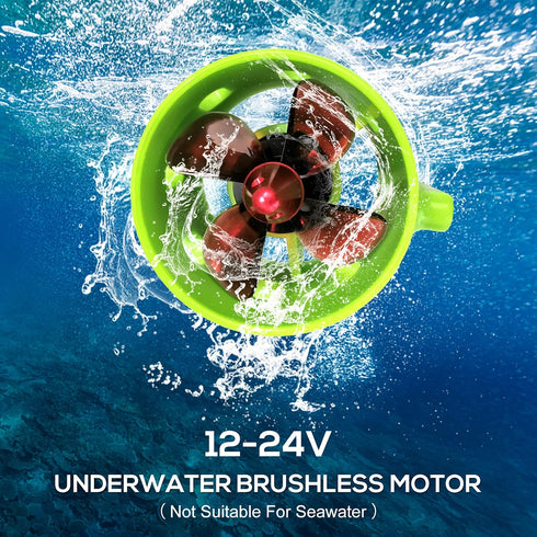 HUIOP 1000KV 4-Blade 12-24V Boat Underwater Motor, Underwater Brushless Motor Clockwise with with Propellers Electric