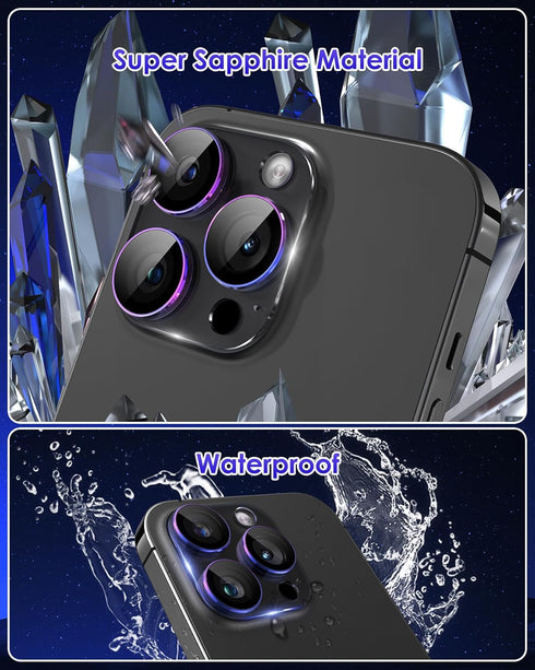 iPhone 15 Pro/Pro Max Camera Lens Protector - Clear Acrylic & Aluminum Alloy, 9H Tempered Glass, Colorful Cover.