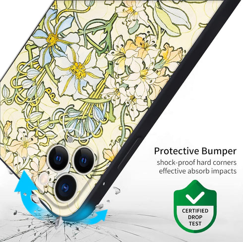 Berkin Arts Compatible with iPhone 11 Pro Case, Silicone Cover with Screen Protector, Floral Design
