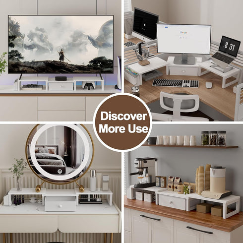 2 27 Inches, LANDVOI Heavy Duty Dual Monitor Stand, Holds Screens Up to Adjustable Length and Angle Monitor Riser, Desk