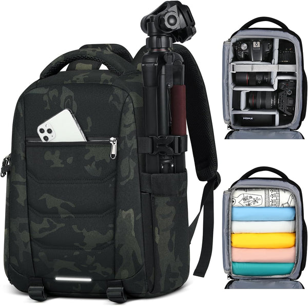 Professional Camera Bag Backpack for DSLR SLR Mirrorless Waterproof with Rain Cover, Anti Theft Travel Case