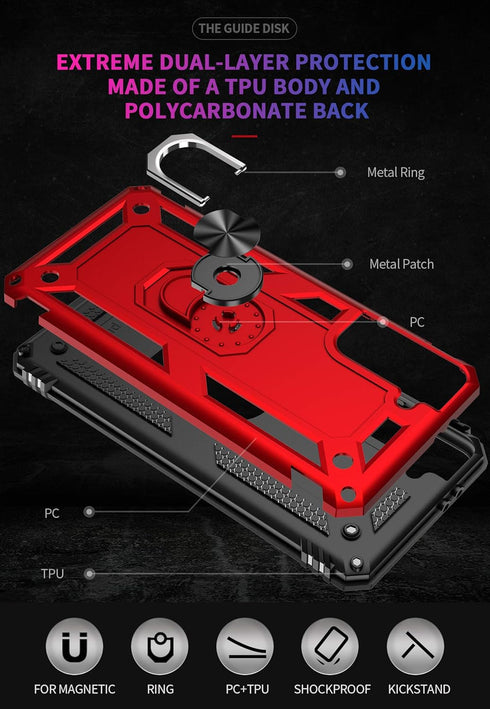 Samsung Galaxy S21 Plus 5G Case with HD Screen Protectors, Androgate Military-Grade Metal Ring Holder Kickstand