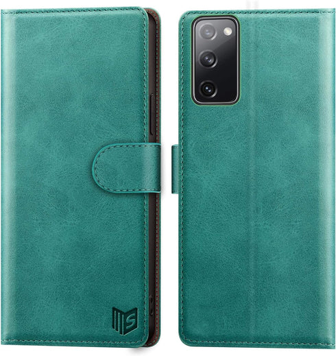 SUANPOT Leather Wallet Case for Samsung Galaxy S20 FE with RFID Blocking, Flip Folio Book PU Cell Phone Cover, 6.5
