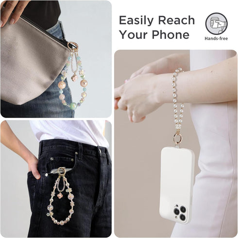 POSADINA Phone Charm for Women, Anti-Theft Phone Wrist Strap Hands-Free & Beaded Chain, Detachable Cell Phone Lanyard