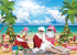 July Christmas Backdrop 8x6FT, Tropical Flamingo Palm Tree Hawaiian Photography Background for Summer Beach Party