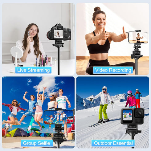 Fugetek 62" 4 100% 360 2 Professional Cell Phone Tripod, Ultra Stable Leg Design, Bluetooth Remote, All Aluminum Stick