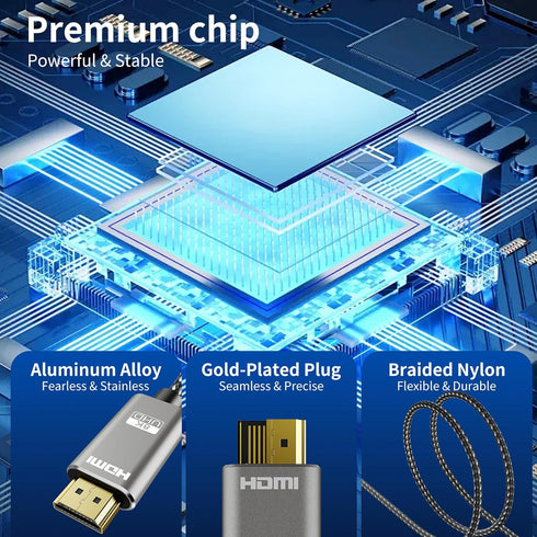 TagBreet 8K 6 8K@60Hz, 4K@240Hz, 2K@240HZ 1.4 2.1 DisplayPort to HDMI Cable ft, Nylon Braided, Unidirectional