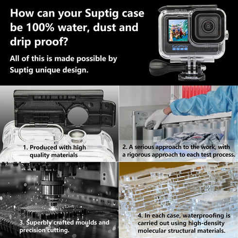 Suptig Waterproof Dive Housing Case for GoPro Hero 12, 11, 10, 9, 196Ft Protective