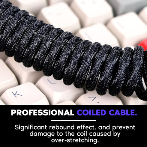 EPOMAKER Mix 1.8m Coiled Keyboard Cable, USB C to USB A TPU Cable for Mechanical Gaming Keyboard (Black)