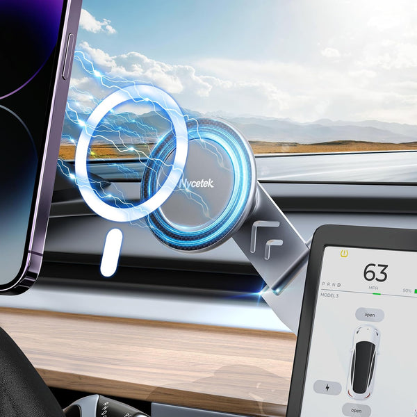 Nycetek Tesla Phone Mount Holder for MagSafe, Super Suction Power Dashboard Magnetic iPhone Car Mount
